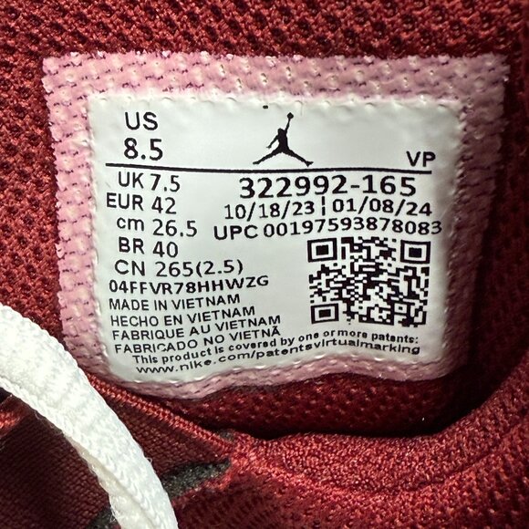 Nike Jordan 6 Rings Team Red Mens Basketball Shoes 322992-165 VNDS Sz 8.5 main image 6